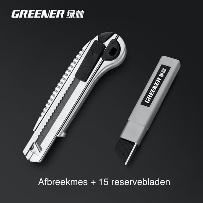 GREENER professioneel Afbreekmes - Snijmes - Breekmes - Cuttermes - 18 mm - 15 reservebladen