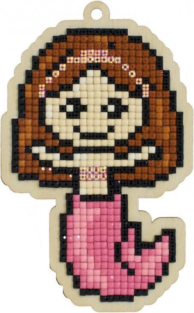 DIY-KIT Wizardi Diamond Painting Charm kinderen - Zeemeermin Marina 7,1x11,5 cm