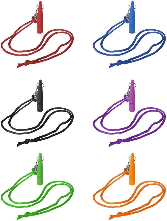 Fluitjes met Lanyards - Trainingsfluitjes Honden - Huisdier Training - Set van 6 Stuks - 8 cm - Multicolor