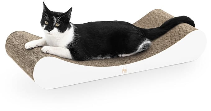 Petrebels Krabkarton voor Katten - Lily 75 - Wit - Stevig Karton - Design Krabplank - 75 x 31 x 13 cm