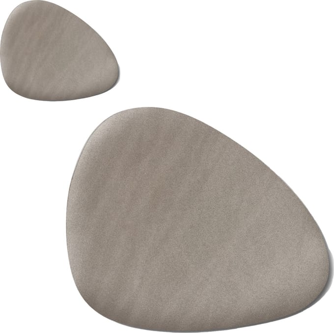 Placemats en onderzetters lederlook - set 6x - metallic taupe - 34 x 42 cm