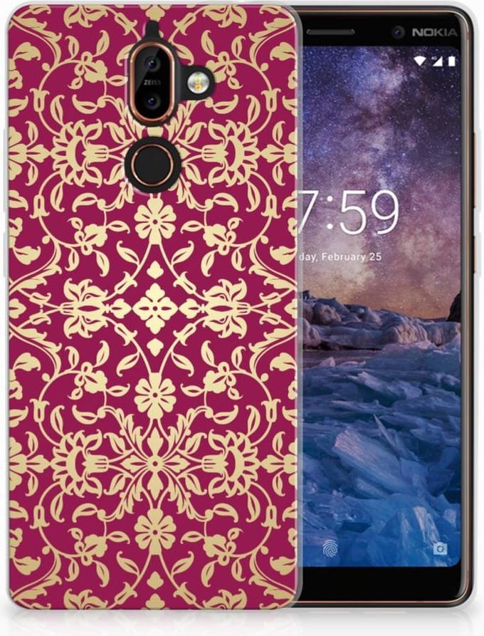 Siliconen Hoesje Nokia 7 Plus Barok Pink