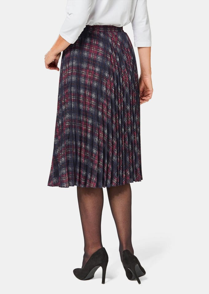 Goldner Plissé rok Elegante geruite rok met tailleband marine / donkerrood / geruit
