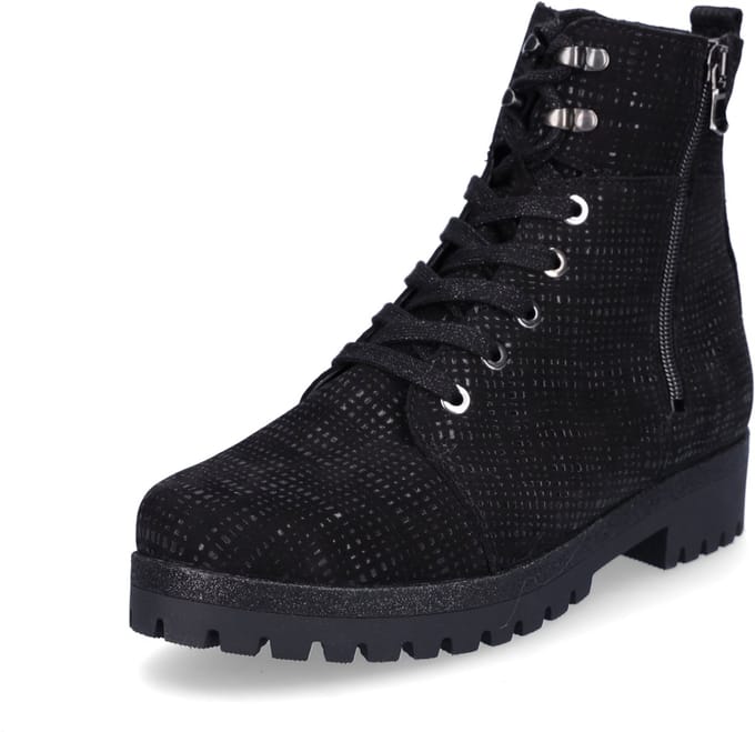 Waldläufer dames veter enkellaars zwart metallic 5,5