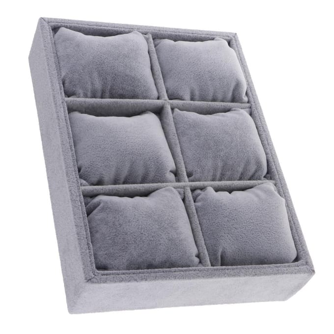 Fluweel Stapelbare Sieraden Display Trays Showcase Armband Organizer Opslag as described grijze kleur