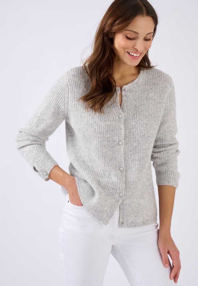 Damart - Cardigan parelsteek van mix alpaca - Dames - Grijs - L