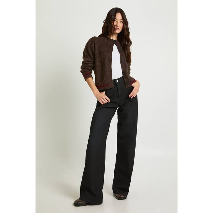 boohoo Dames Lange Basic Jeans met Wijde Pijpen | Zwart | Maat: 10/36L
