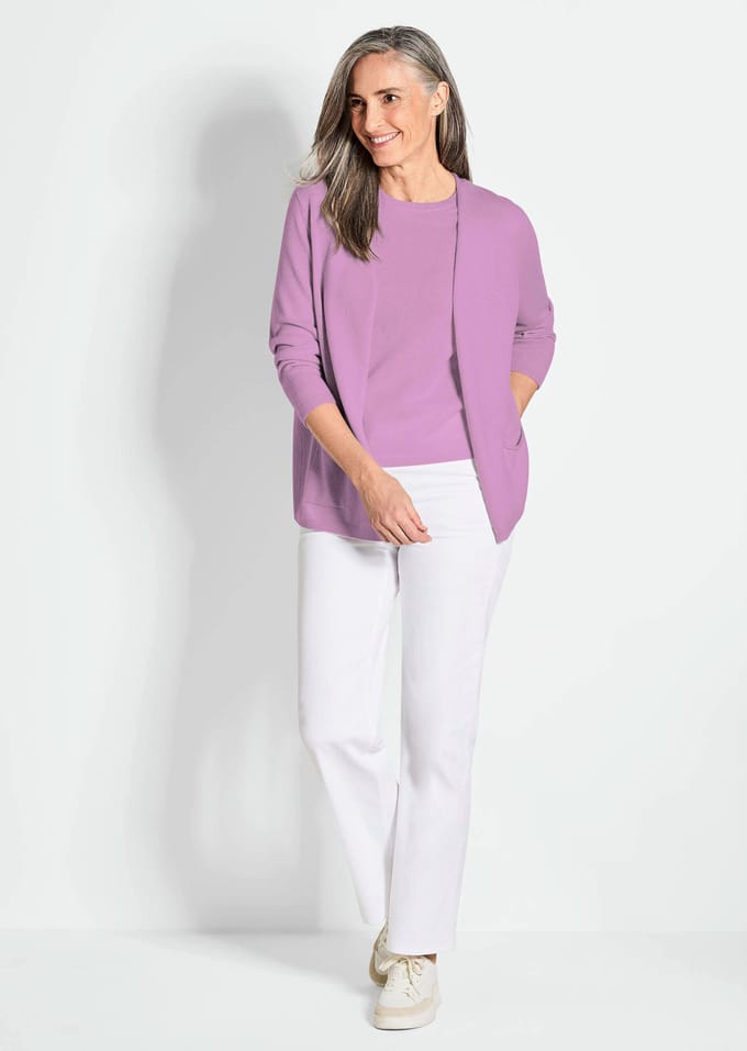Lang tricot jasje van kasjmier - sering - Gr. 52 van Goldner Fashion
