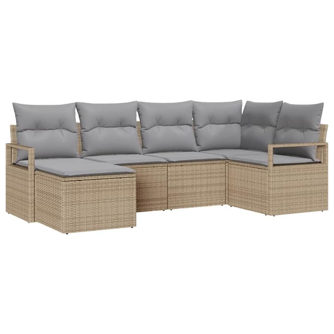 vidaXL Bankstel 6 st Beige poly rattan
