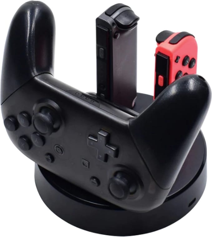 DrPhone NSJCD03 Oplaad Dock – Geschikt voor N-Switch Pro Controller Lader & Joy controllers – Stand Lader - Zwart