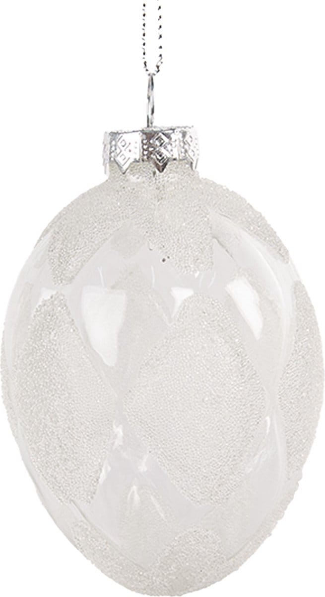 Clayre & Eef Paashanger Ei Ø 6x9 cm Transparant Glas