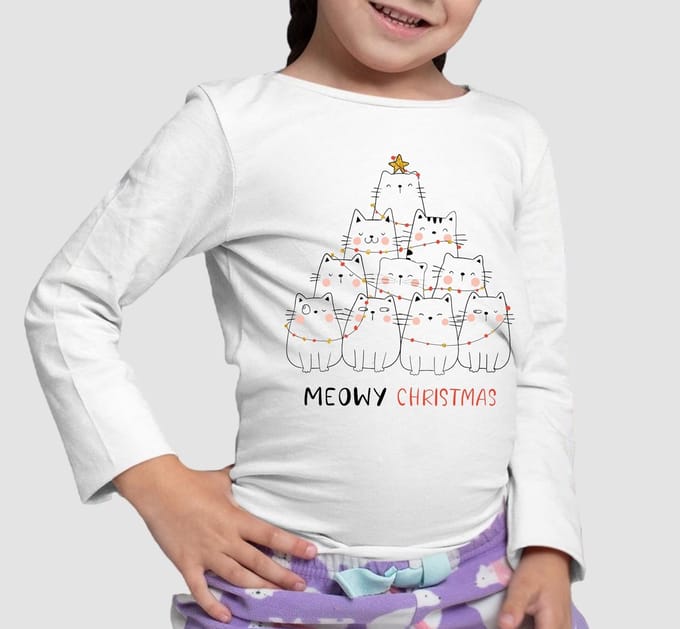 Starry Indigo - Meisjes T-shirt | Meowy | Wit | Kind 9 - 10 jaar | Maat 140
