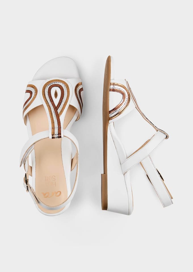 Sandalen van leer met sleehak - wit - Gr. 7 van Goldner Fashion