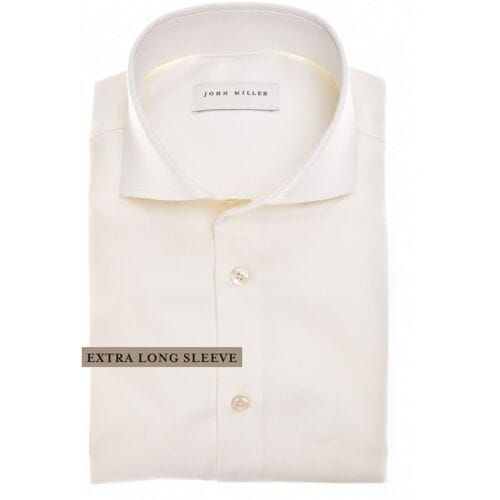 John Miller Overhemd Extra Long Sleeve 7 Fine Texture Non-Iron Cotton Mouwlengte 7 Antiekwit / male