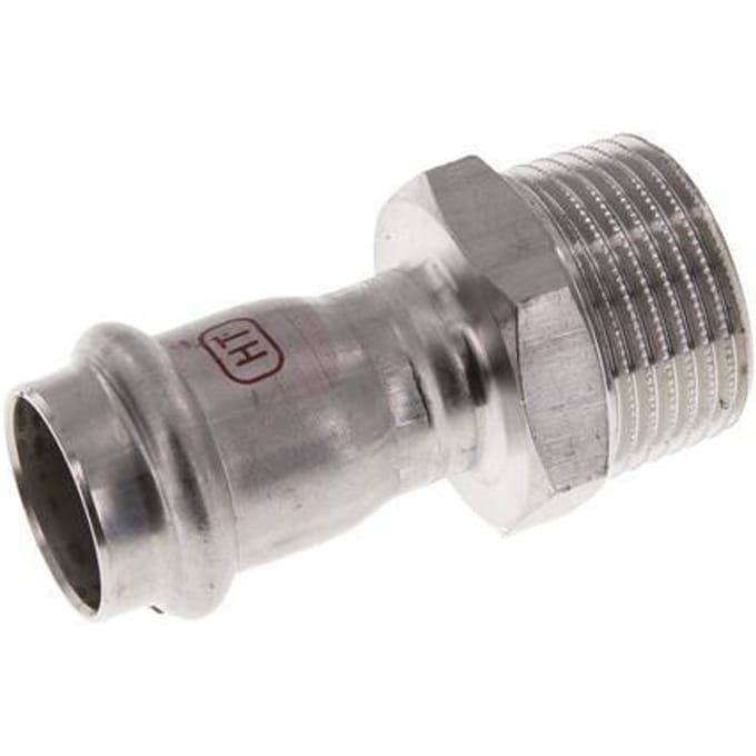 Perskoppeling - 22mm Persmof & R 1'' Buiseinde - RVS