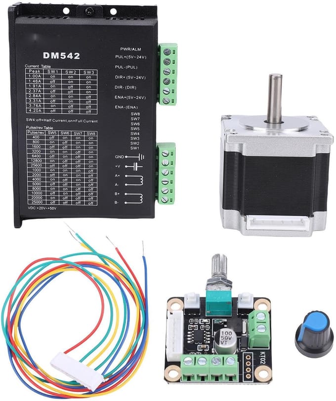 Dailygoods- Steppermotor Gesloten Loop - Nema 23 Kit - DM542 Microstep Driver - 2.8A Aandrijfstroom - 126N.cm Houdkoppel - Duurzame Constructie - Stappenmotor