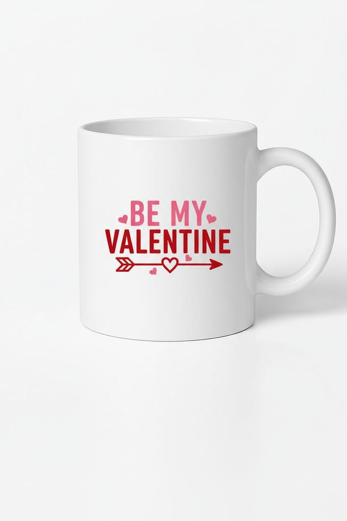 Be My Valentine Mok - Romantisch Valentijnscadeau met Hartjes & Liefdespijl
