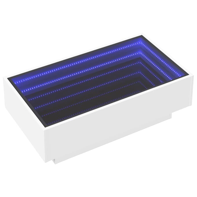 vidaXL - Salontafel - met - LED - 90x50x30 - cm - bewerkt - hout - wit