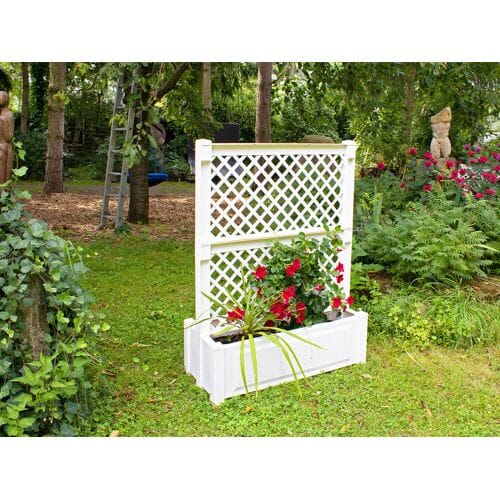 KHW bloembak met centraal trellis, L 100 cm, 110 liter, kunststof (wit)