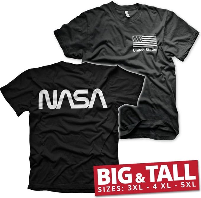 NASA Black Flag Big & Tall T-shirt Zwart