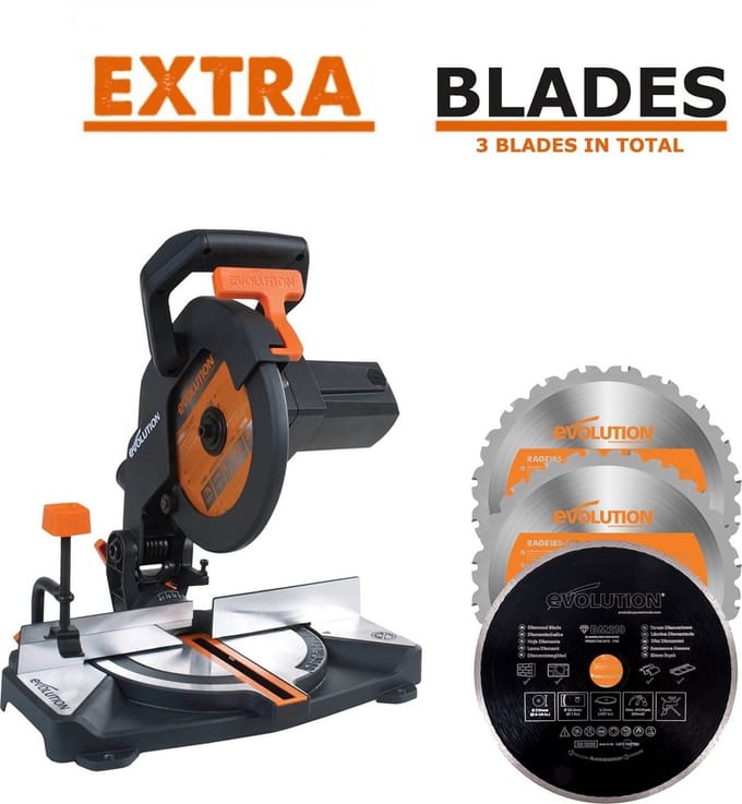 EVOLUTION - COMBOPACK R210CMS + ZAAGBLAD MULTI + DIAMANT - DIA 210 MM - 1200W - 7KG