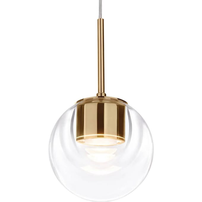 kdln LED hanglamp Dew, messingkleurig, 1-lamp, Ø 11 cm