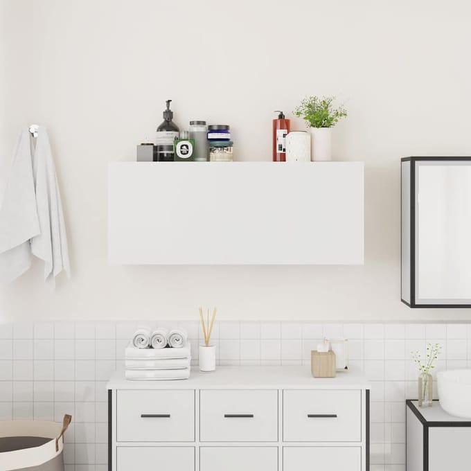 Meuble Haut Mural de Salle de Bain Blanc 100 x 25 x 40 cm Panneau de Particules