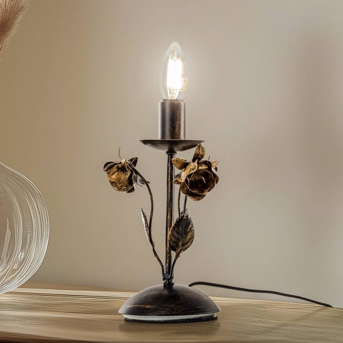 ONLI Carolina tafellamp, bronskleurig, 1-lamp, ijzer