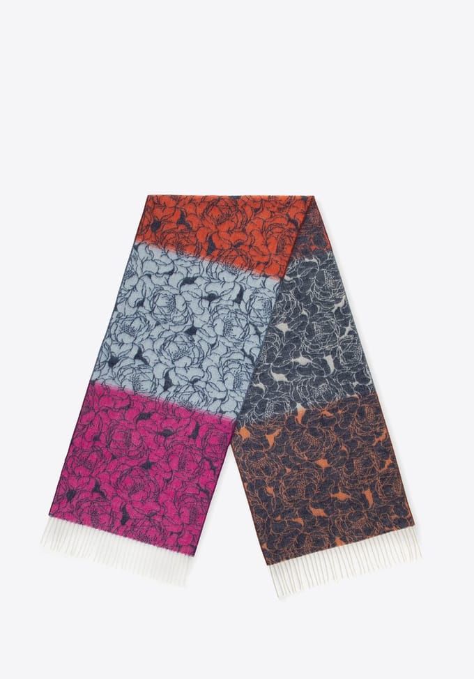 Wittchen Vrouwen Sjaal - Bloemenpatroon - Multicolor - Zacht Polyester - Met Franje
