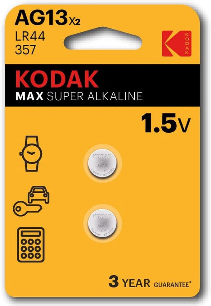 Kodak Max Super Alkaline AG13 1,5V knoopcel batterij 2-pack