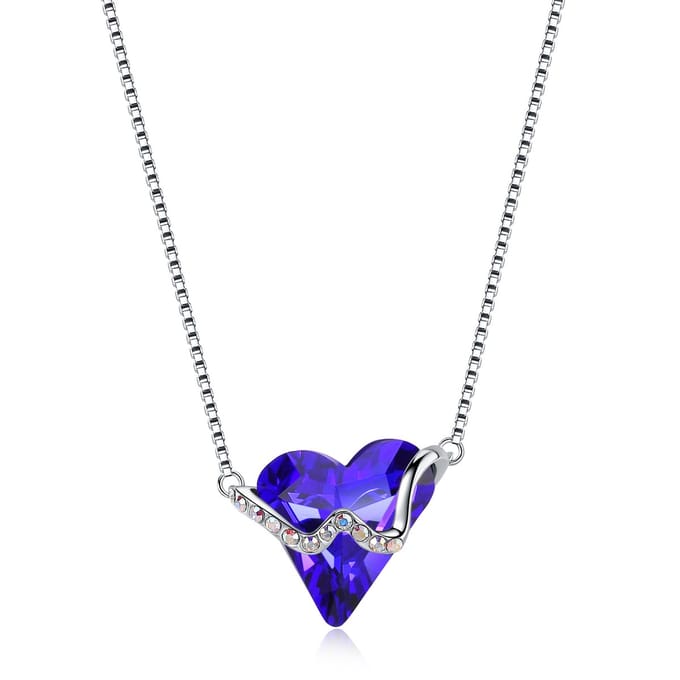 Kristal Hart Paars – Ketting Lengte 45cm
