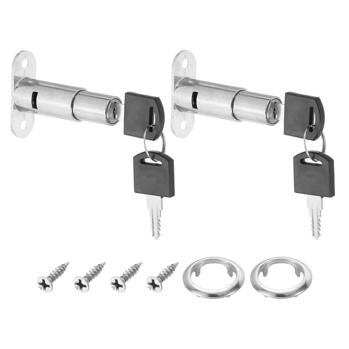Plunjer Lock, 2 Pack 2-1/2 "Cilinderlengte 3/4" Diameter Push Plunjer Sloten, Zinklegering Chrome Afwerking, Gelijk met sleutel