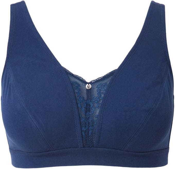 Ulla Popken - Dames - Bralette kantinzet zonder beugel - Nachtblauw - Maat 90D