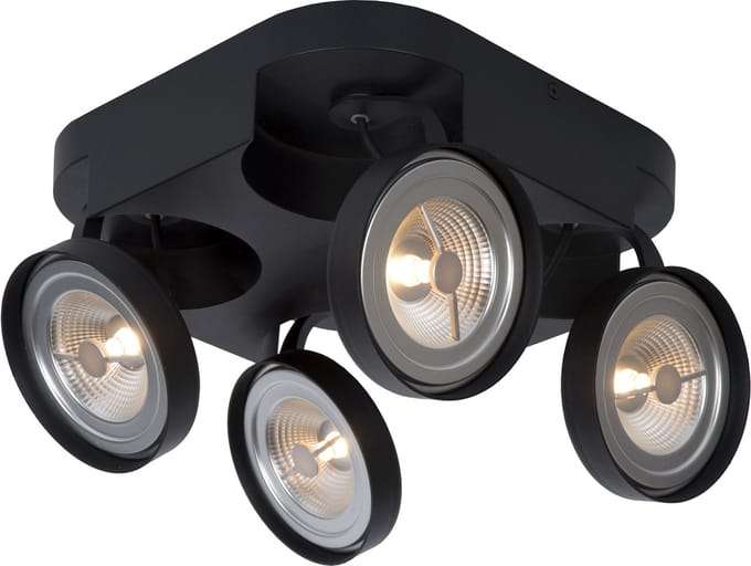Lucide VERSUM AR111 - Plafondspot - LED Dimb. - AR111 - 4x10W 2700K - Zwart
