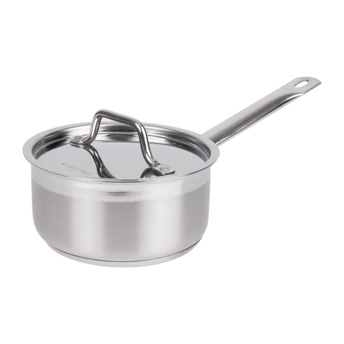 Nisbets Essentials roestvrijstalen steelpan met deksel 16 cm