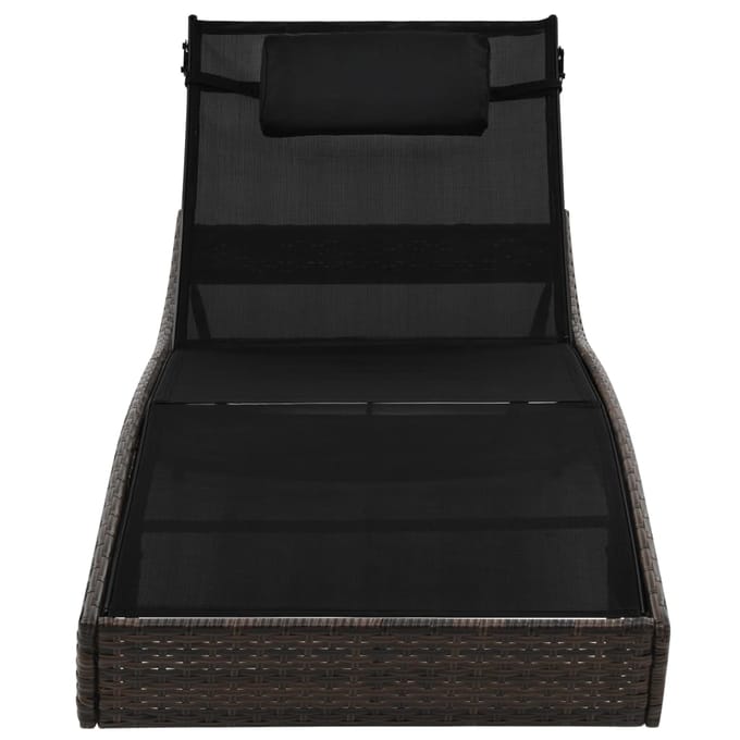vidaXL - Ligbed - poly - rattan - en - textileen - bruin