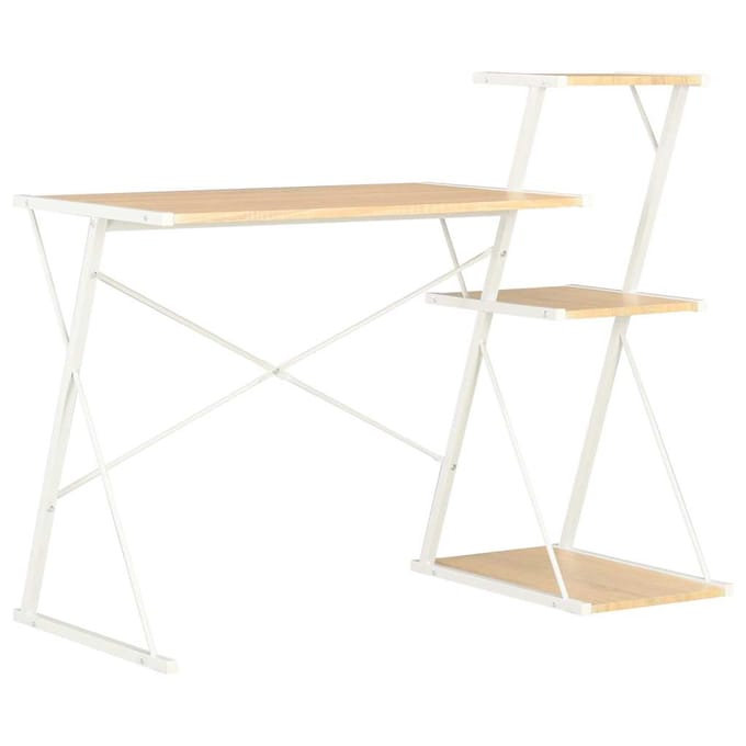 vidaXL - Bureau - met - schap - 116x50x93 - cm - wit - en - eikenkleurig