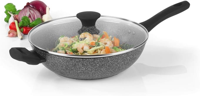 28 cm Non-Stick Wok van Aluminium - Geschikt voor Inductie en Vaatwasmachine