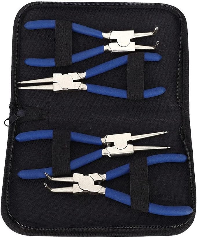 Professionele Circliptang Set van 4 Stuks 175 mm voor Interne en Externe Demontage met Herstelveer