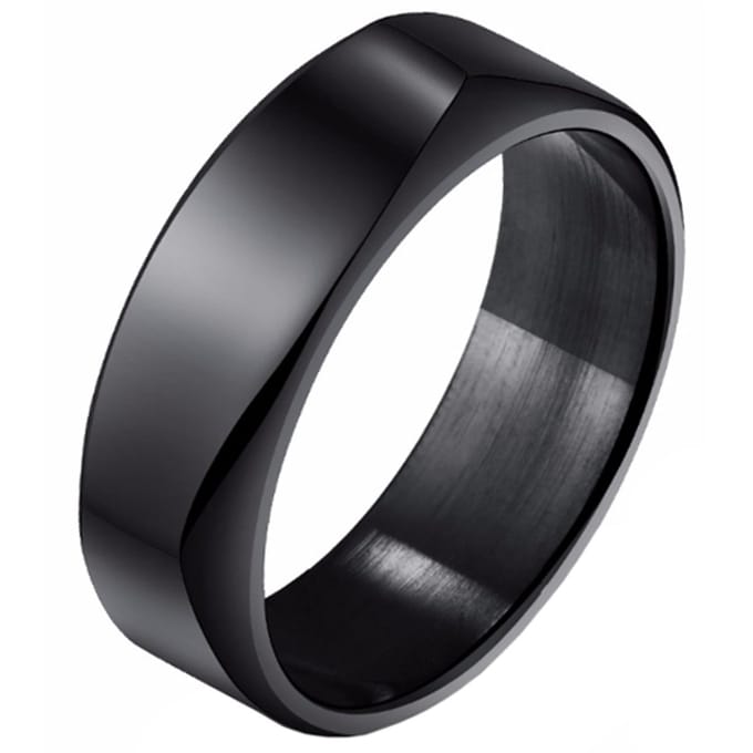 Zwarte Mendes heren ring gepolijst Staal-19mm