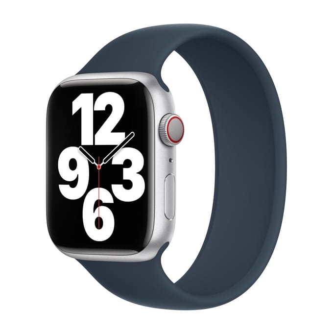 Apple Siliconen solobandje voor de Apple Watch | 44/45/46/49 mm - Maat 8 - Storm Blue