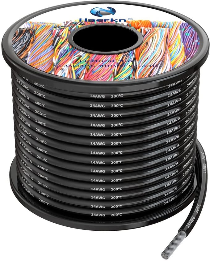 Elektrische Siliconendraad Zwart 10 Meter - 2.0mm² / 14AWG - Hoge Temperatuur Flexibel Koper