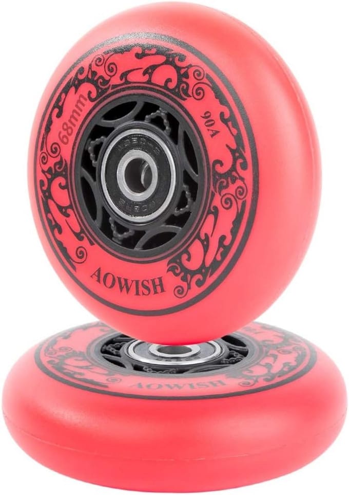Set van 2 Rode 68mm Mini Skateboard Wielen 90A met ABEC-9 Lagers voor Ripster en Caster Boards