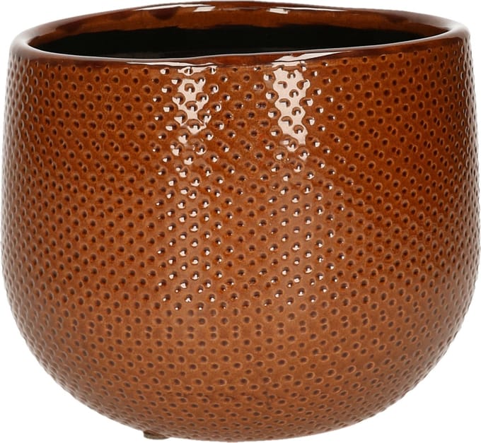 Mica Decorations Bloempot - okergeel - keramiek - 16 x 14 cm - plantenpotten