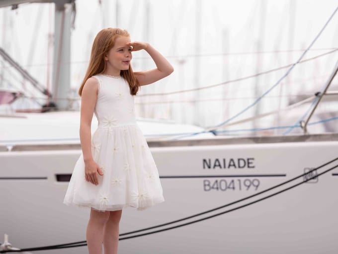 GYMP - Witte jurk - Maat 128 - Meisjes - Offwhite/Gold -