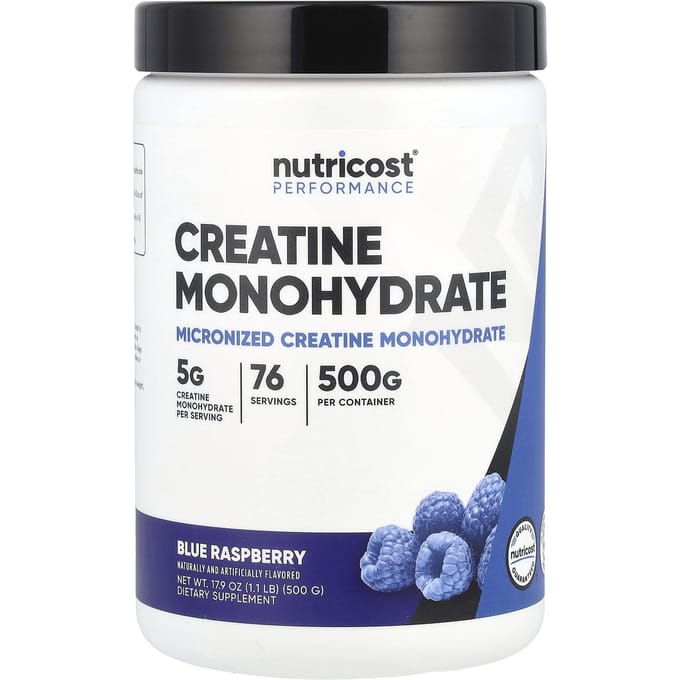 Nutricost, Monohydrate de créatine, Framboise bleue, 17,9 oz (500 g)