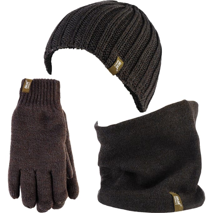 Heat Holders herenhoed, nekwarmer handschoenen set - Khaki Green