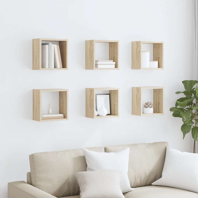 vidaXL - Wandschappen - kubus - 6 - st - 26x15x26 - cm - sonoma - eikenkleurig