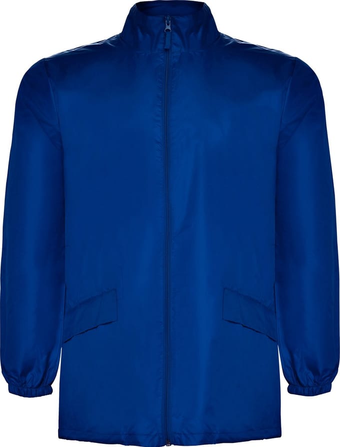 Kobalt Blauwe regenjas / windjas met capuchon in de kraag Escosia maat L