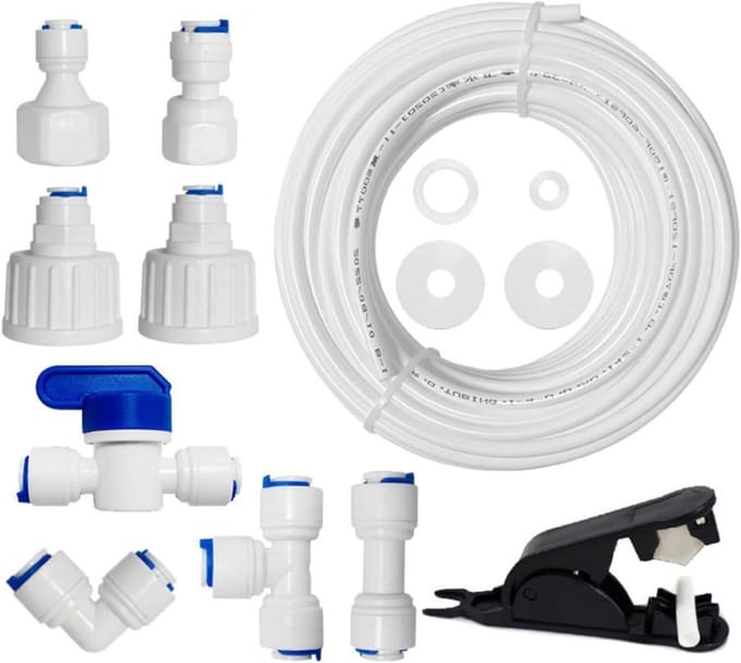 Watertoevoer Buis Kit - Koelkast Aansluitset - Waterleiding Installeren - Push-Fit Koppelingen - 15 Meter - Wit